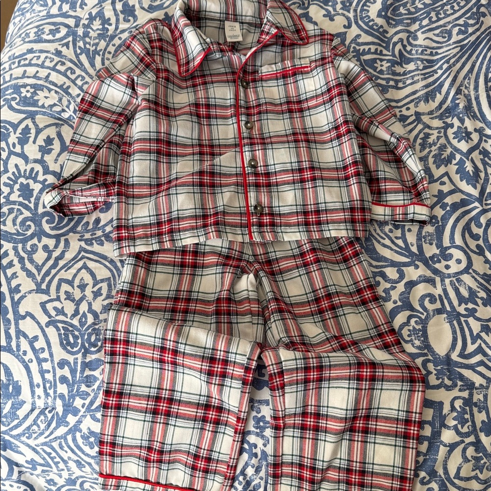 Janie and Jack Red and White Plaid Pajama Set